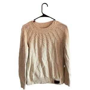 Superdry Men's Beige Crew Neck Cable Knit Men's Japanese Sweater